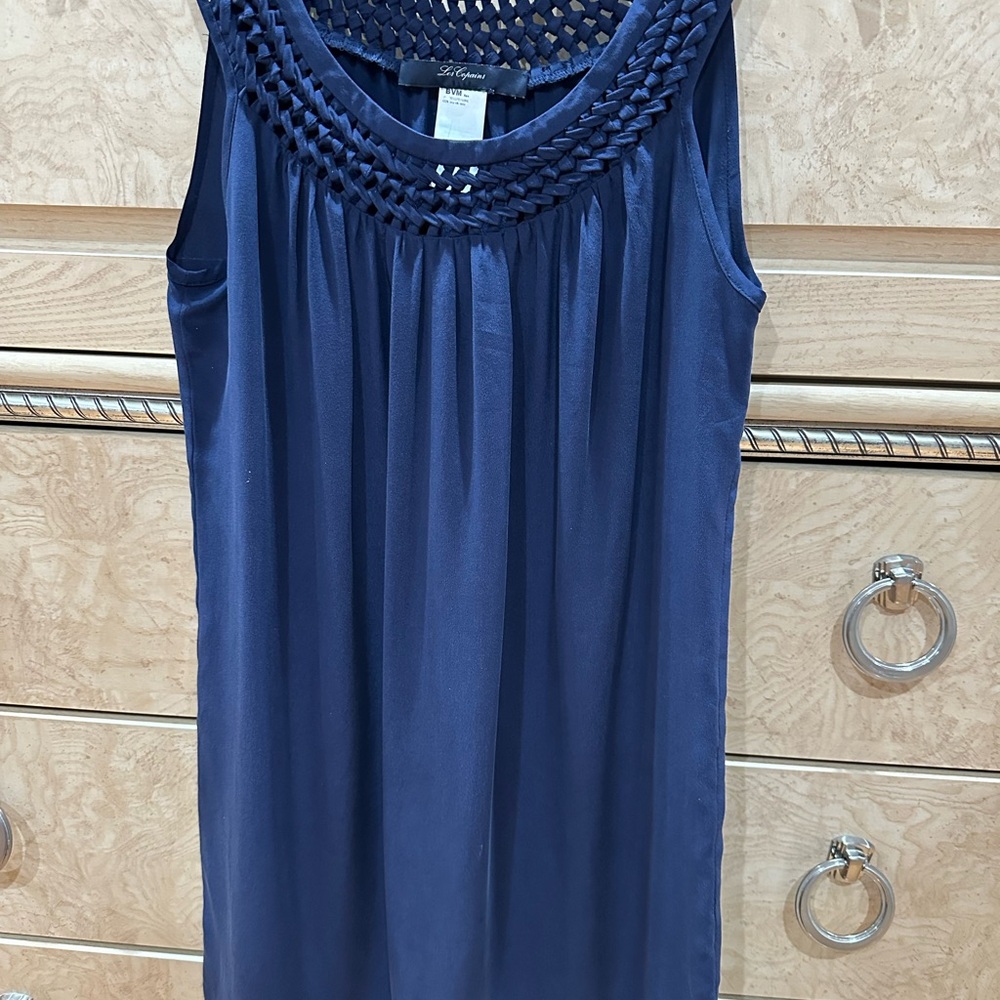 Les Copains Midnight Blue Dress with Woven Detail